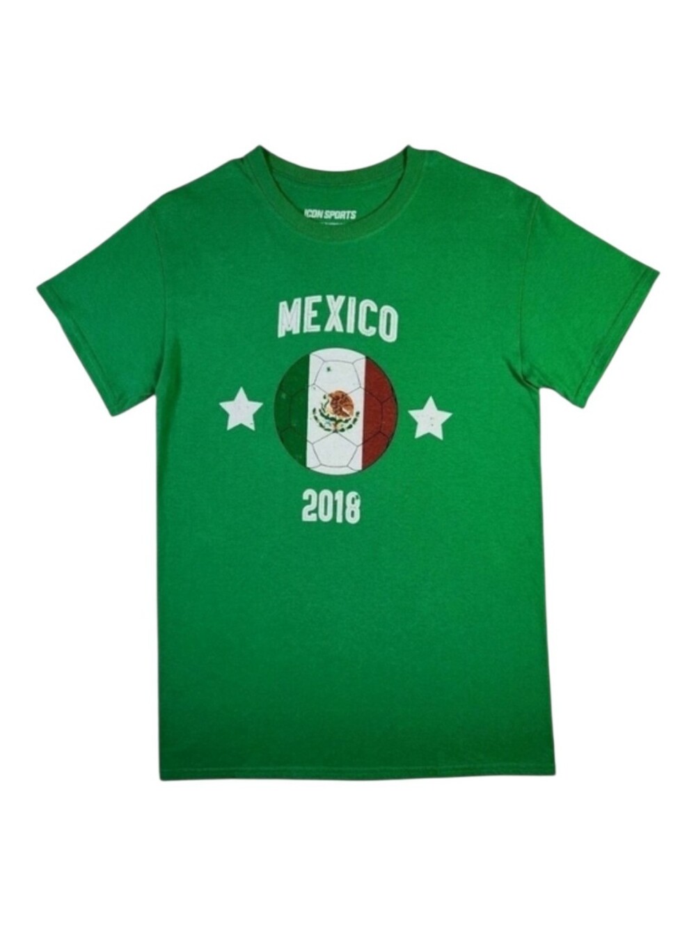 Retro Mexico 2018 FIFA World Cup Soccer Ball Graphic Tee Green Small Sportswear